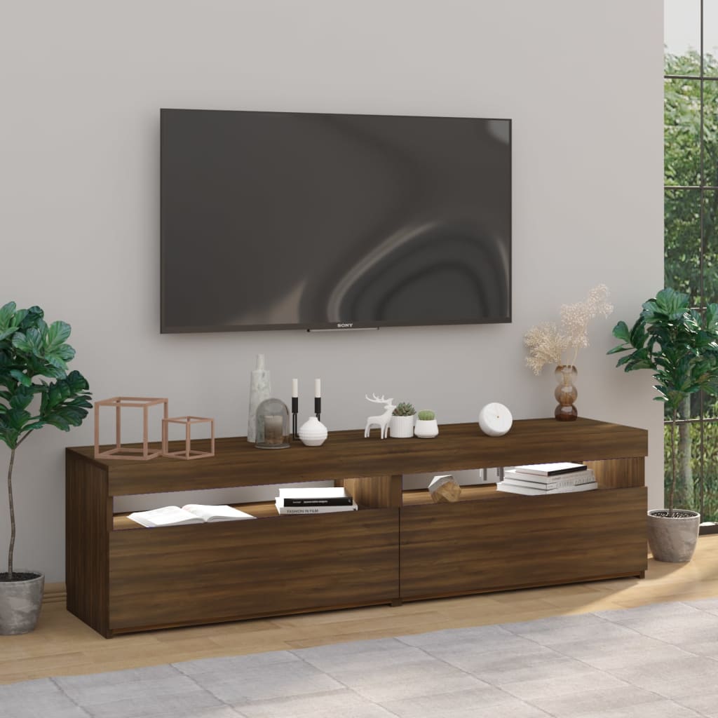 vidaXL 2 db barna tölgy színű TV-szekrény LED-világítással 75x35x40 cm