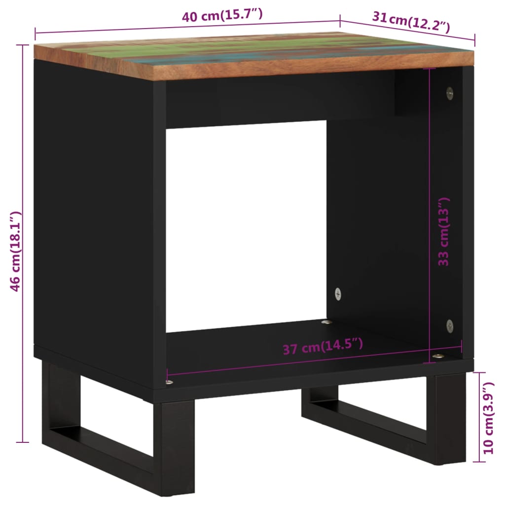 vidaXL tömör újrahasznosított és szerelt fa dohányzóasztal 40x31x46 cm