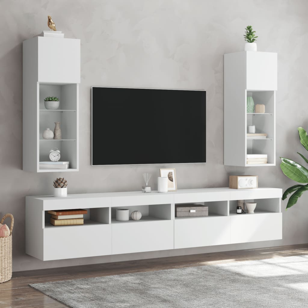 vidaXL 2 db fehér TV-szekrény LED-világítással 30,5 x 30 x 90 cm