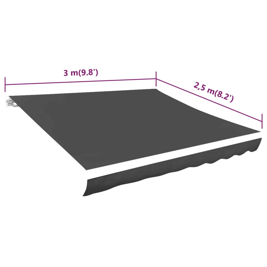 vidaXL antracitszürke vászon napellenző tető 300 x 250 cm