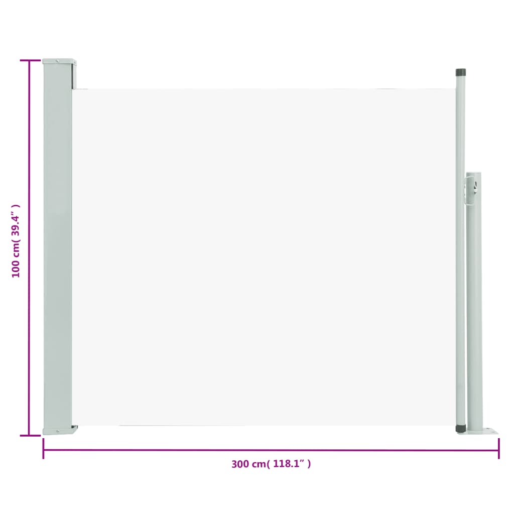 vidaXL krémszínű kihúzható oldalsó teraszi napellenző 100 x 300 cm