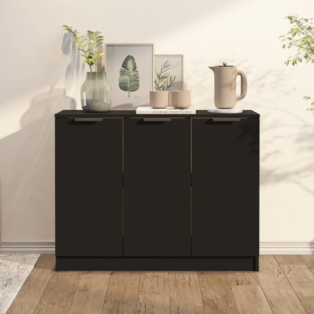 vidaXL fekete szerelt fa tálalóasztal 90,5x30x70 cm