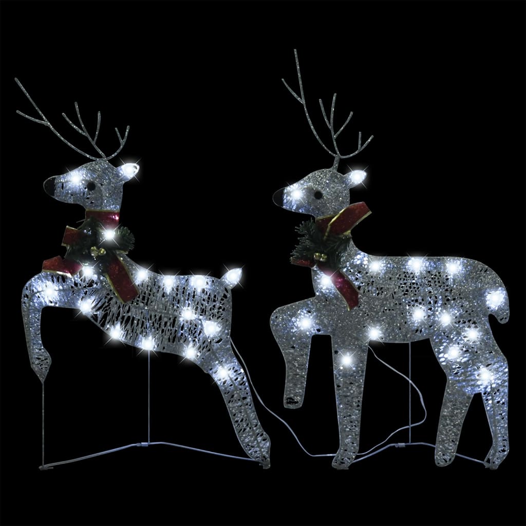 vidaXL 2 db karácsonyi rénszarvas 40 ezüstszínű LED-del