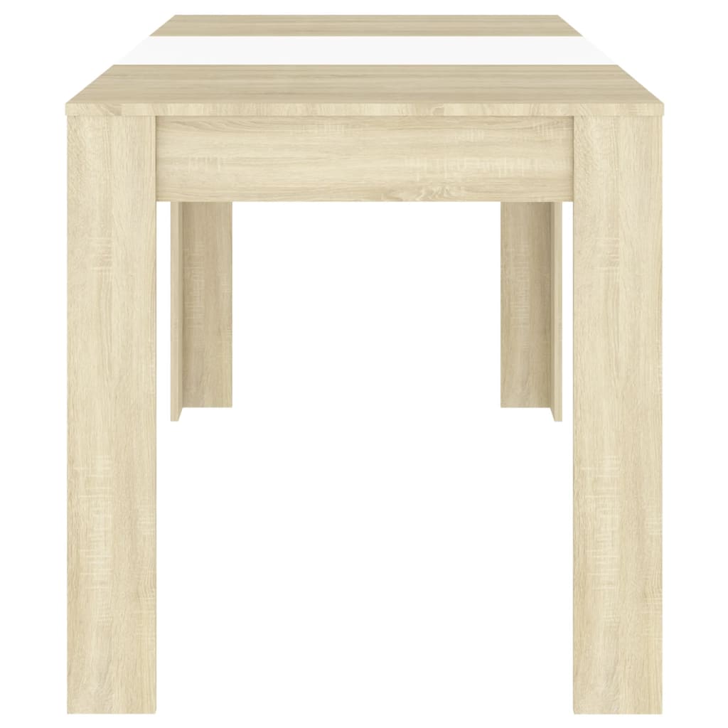 vidaXL fehér-sonoma színű forgácslap étkezőasztal 140 x 74,5 x 76 cm