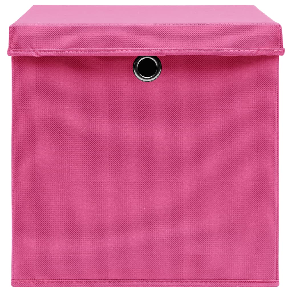vidaXL 4 db rózsaszín fedeles tárolódoboz 28 x 28 x 28 cm