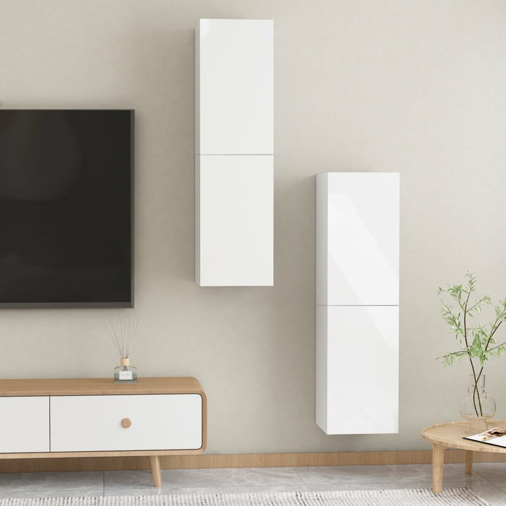 vidaXL 2 db magasfényű fehér forgácslap TV-szekrény 30,5 x 30 x 110 cm