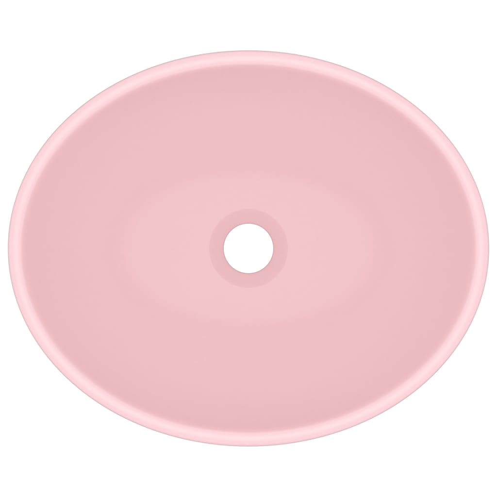 vidaXL ovális matt rózsaszín kerámia luxus mosdókagyló 40 x 33 cm
