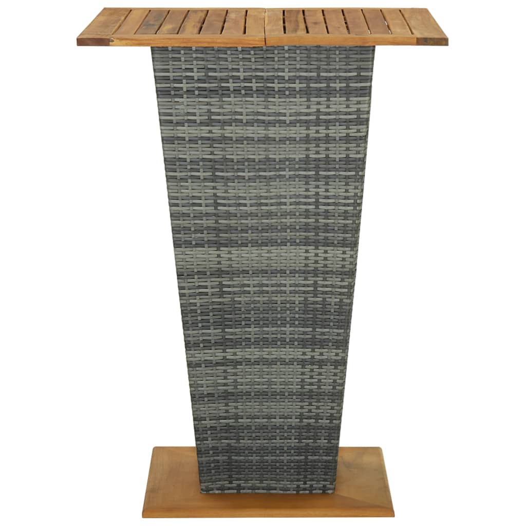 vidaXL szürke polyrattan és tömör akácfa bárasztal 80 x 80 x 110 cm