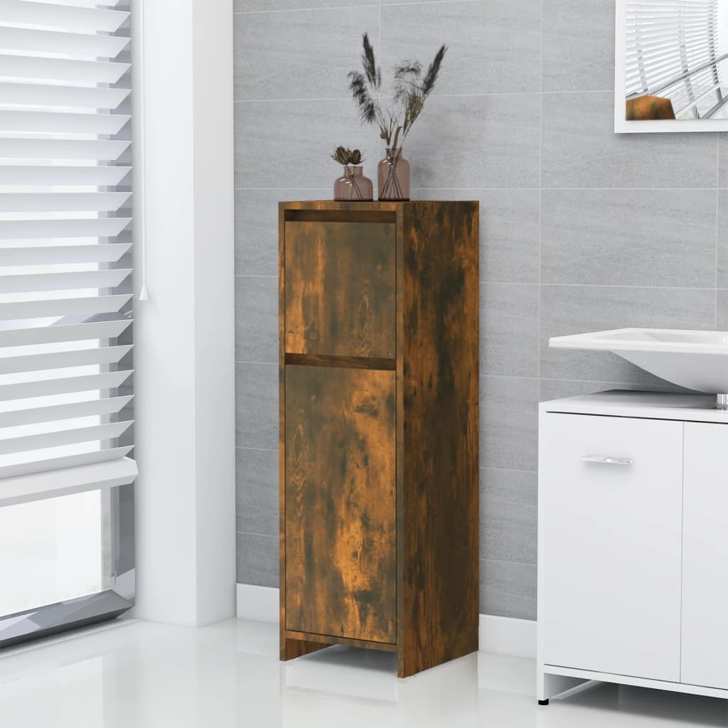 vidaXL füstös tölgy színű szerelt fa fürdőszobaszekrény 30x30x95 cm