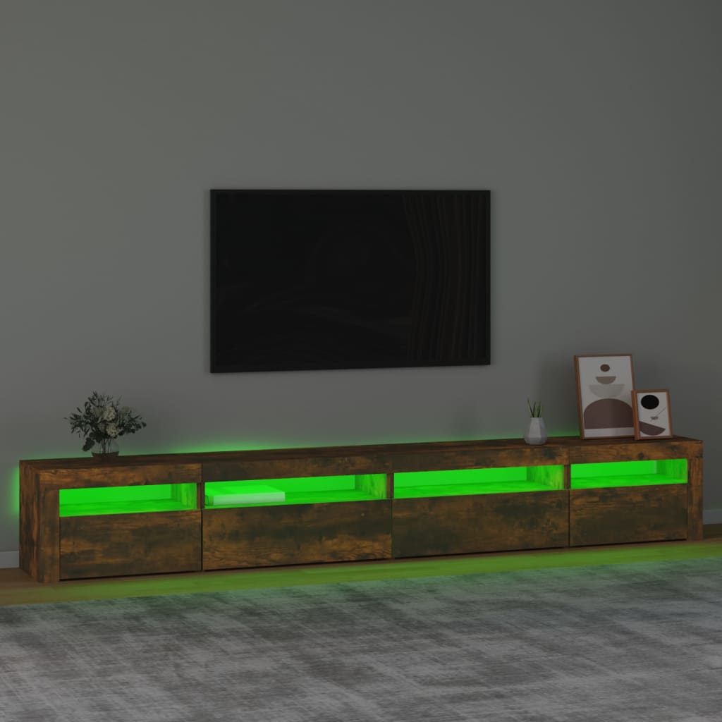 vidaXL füstös tölgyszínű TV-szekrény LED-világítással 270x35x40 cm