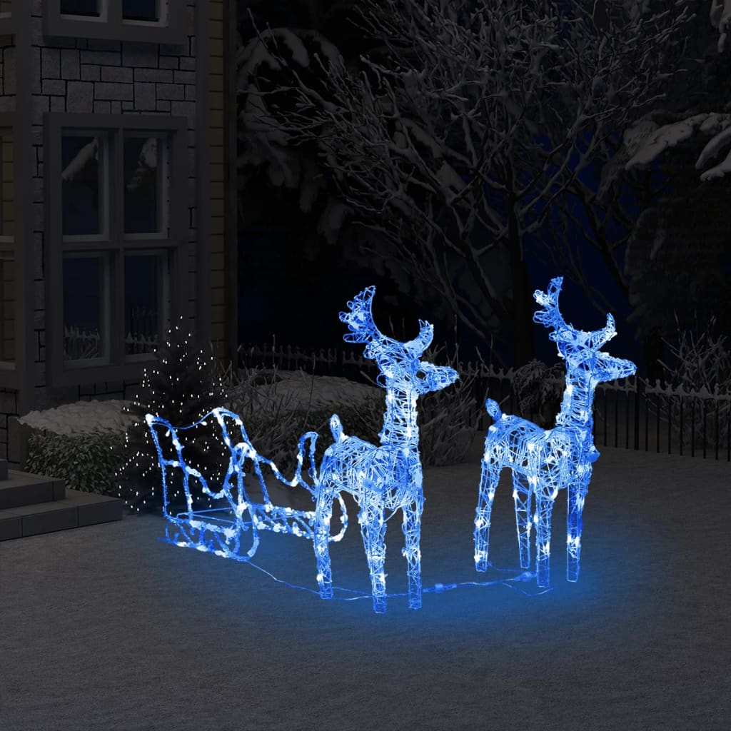 vidaXL akril rénszarvasos-szános karácsonyi dísz 160 LED-del 130 cm