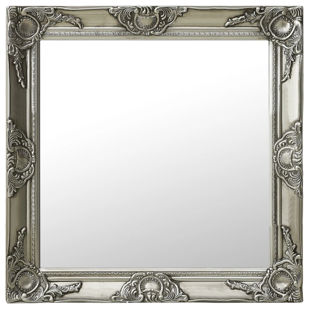 vidaXL ezüstszínű barokk stílusú fali tükör 60 x 60 cm