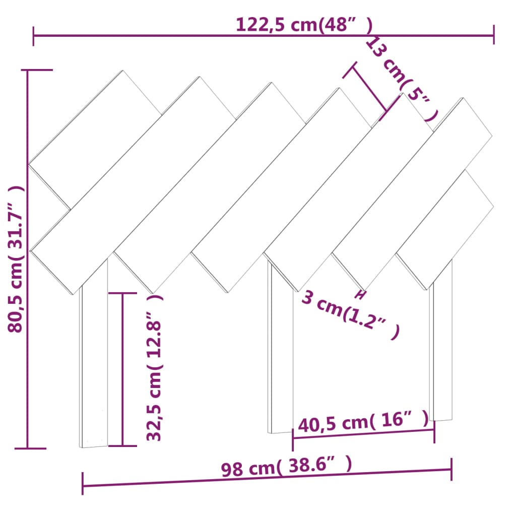vidaXL fehér tömör fenyőfa ágyfejtámla 122,5x3x80,5 cm