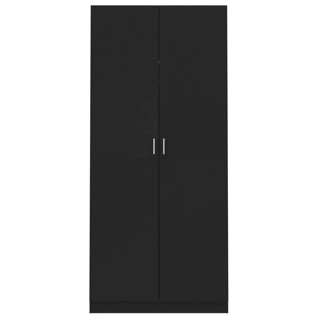 vidaXL fekete forgácslap ruhásszekrény 90 x 52 x 200 cm