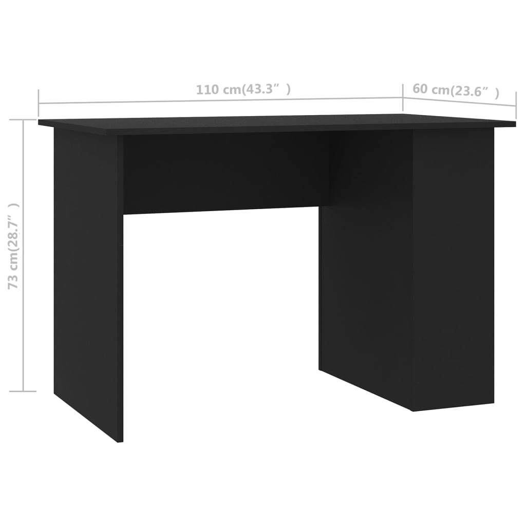 vidaXL fekete forgácslap íróasztal 110 x 60 x 73 cm