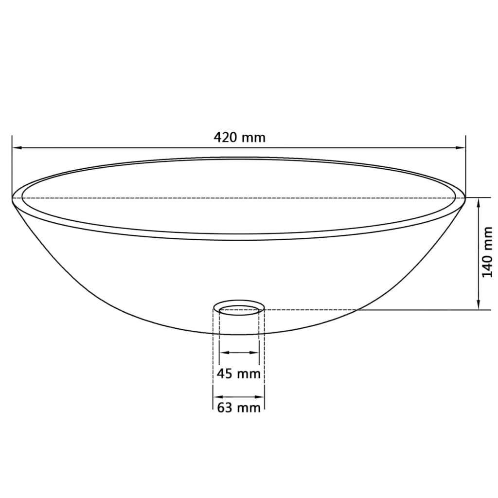 vidaXL 42 cm-es edzett üveg mosdókagyló fekete