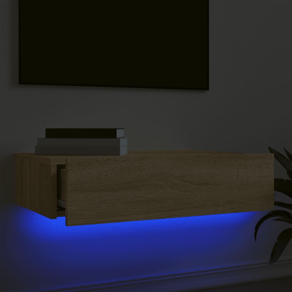 vidaXL sonoma tölgyszínű TV-szekrény LED-lámpákkal 60x35x15,5 cm
