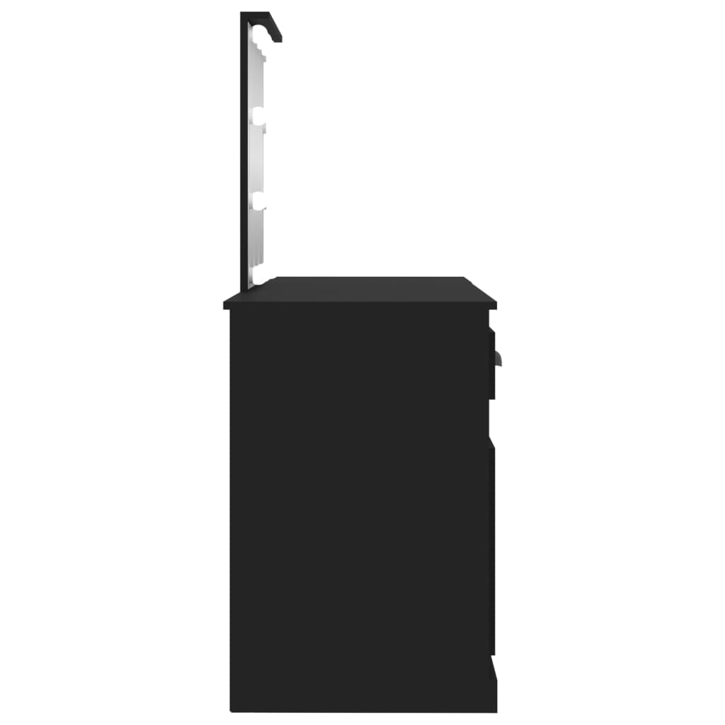 vidaXL fekete fésülködőasztal LED-del 130 x 50 x 132,5 cm