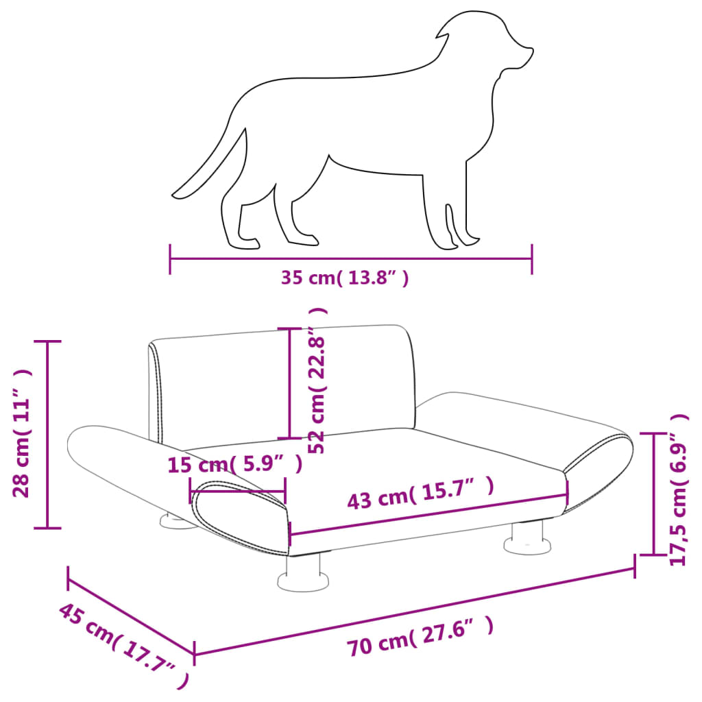 vidaXL tópszínű szövet kutyaágy 70 x 45 x 28 cm