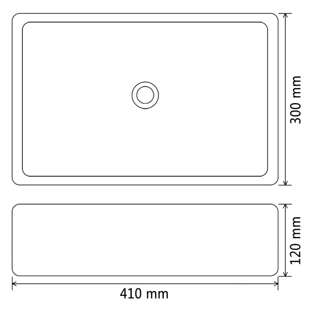 vidaXL négyszögletes, fekete kerámia mosdókagyló 41 x 30 x 12 cm