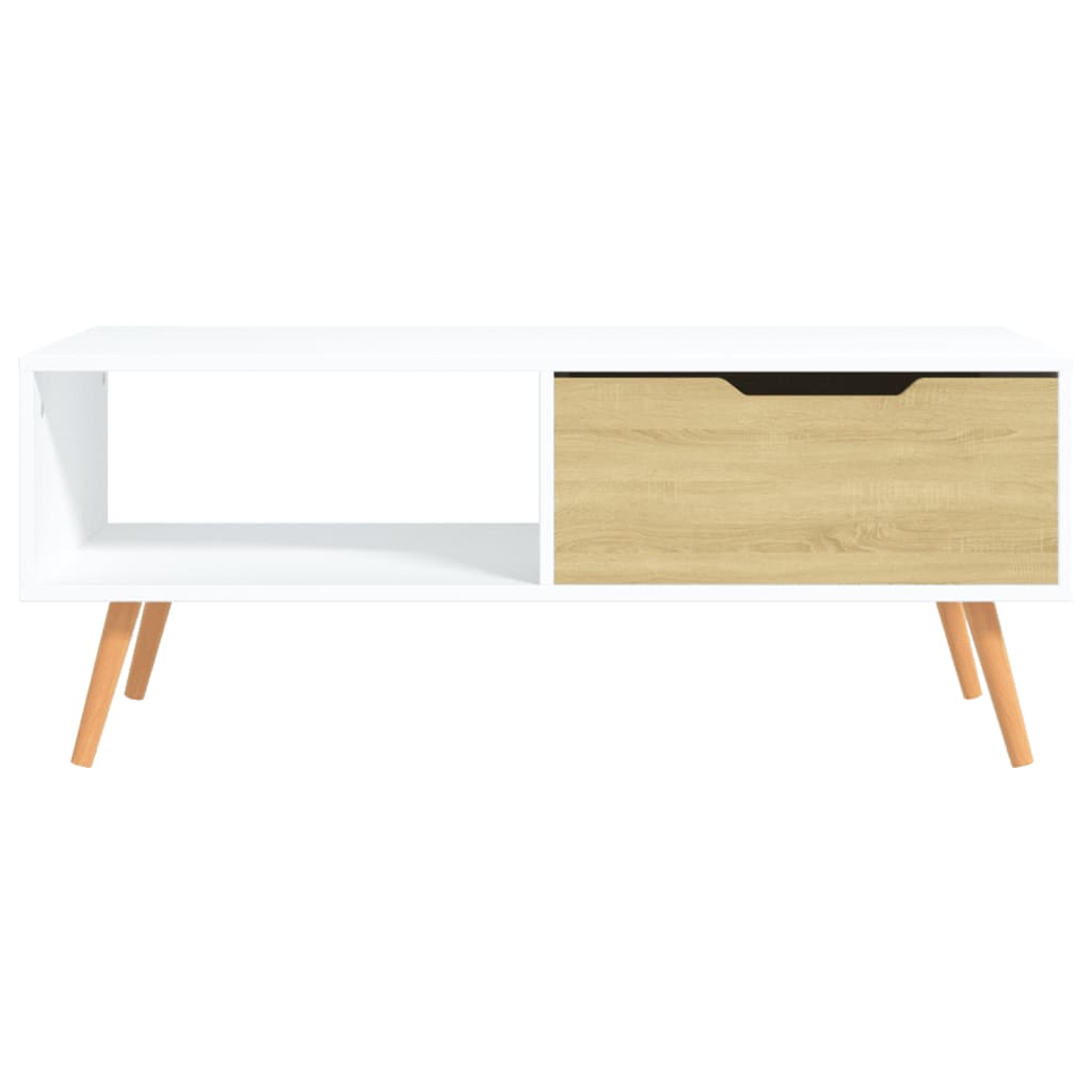 vidaXL fehér-sonoma színű forgácslap dohányzóasztal 100 x 49,5 x 43 cm