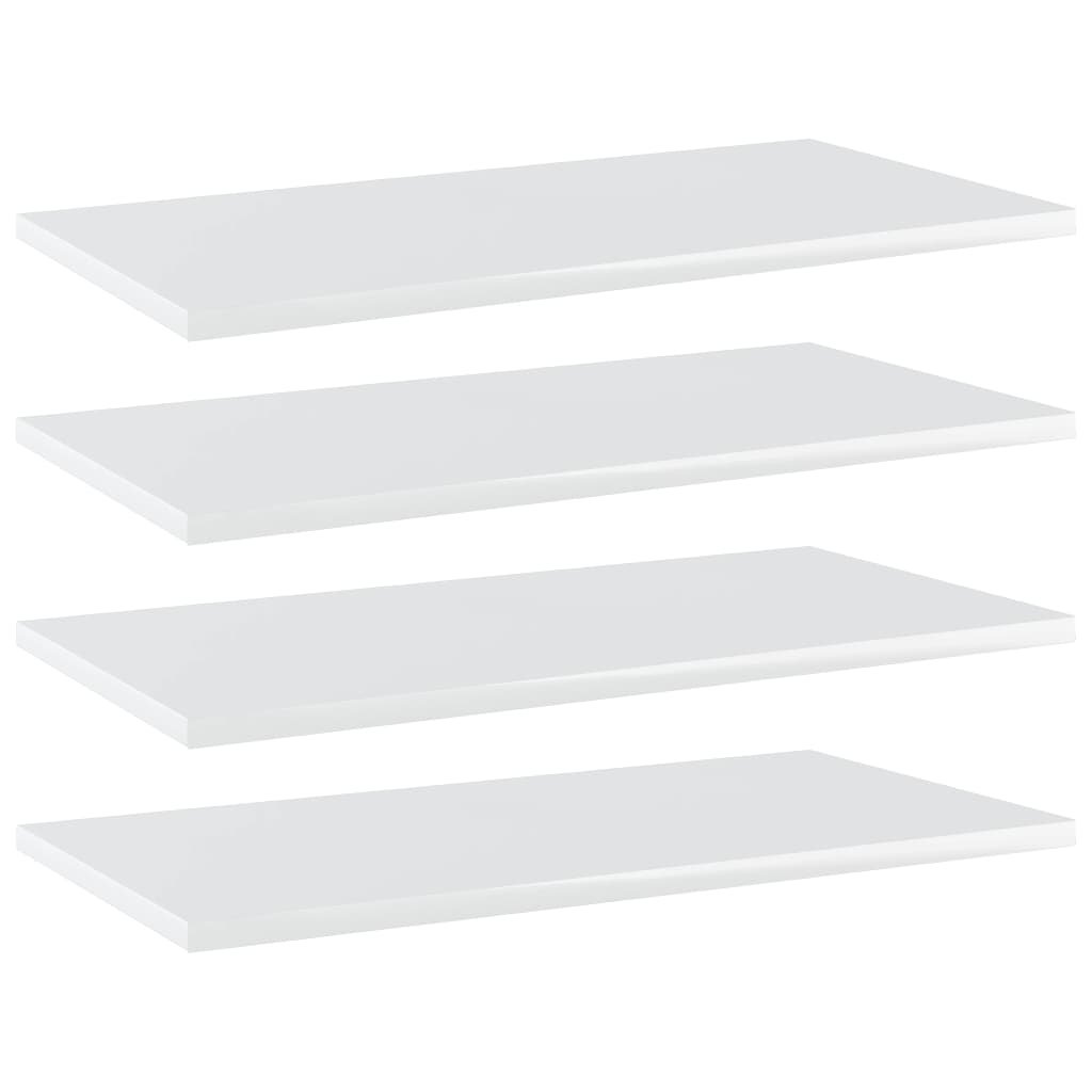 vidaXL 4 db magasfényű fehér forgácslap könyvespolc 60 x 30 x 1,5 cm