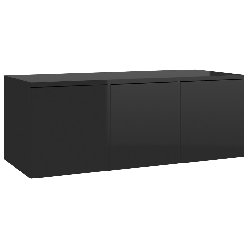 vidaXL magasfényű fekete forgácslap TV-szekrény 80 x 34 x 30 cm