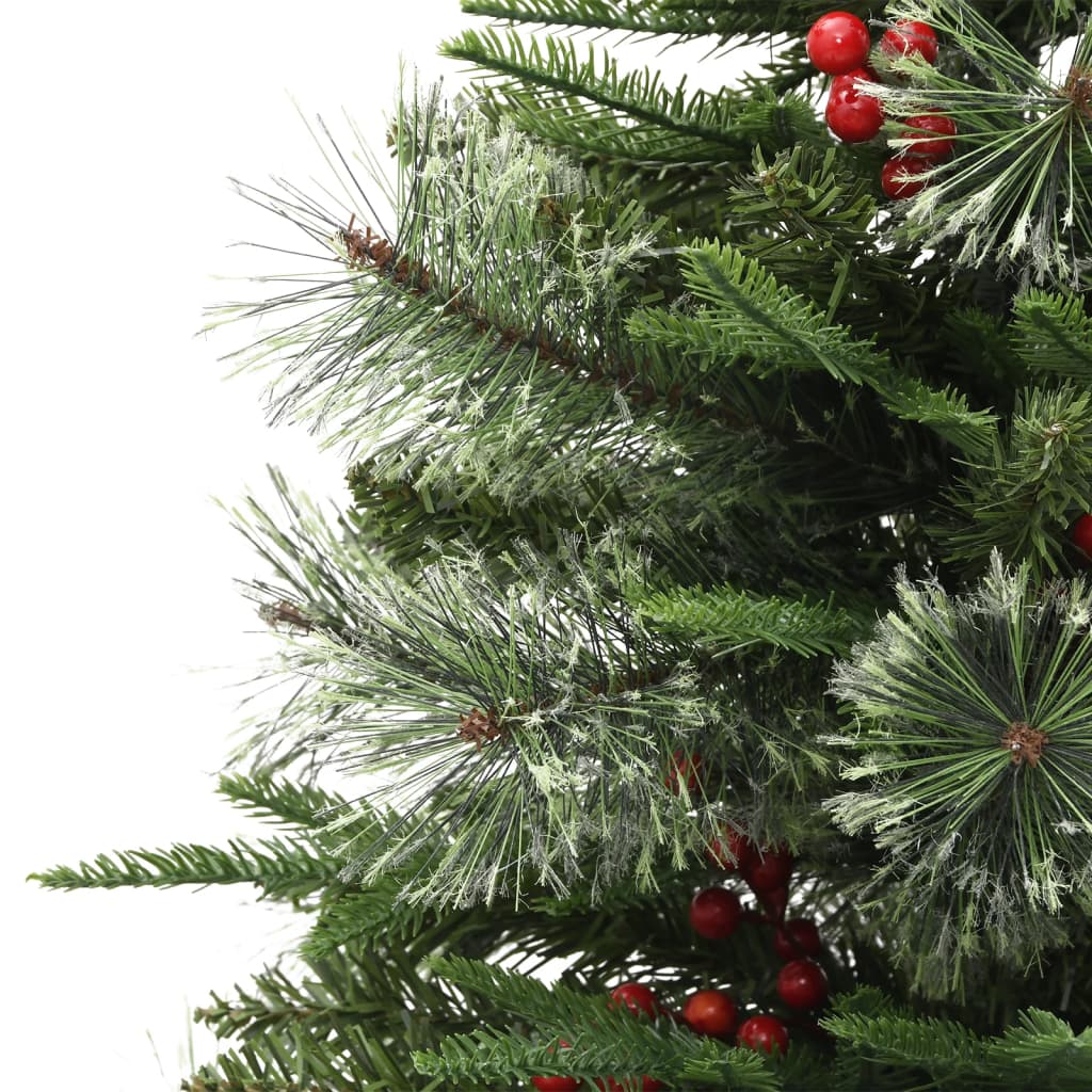 vidaXL zöld PVC és PE megvilágított karácsonyfa fenyőtobozzal 120 cm