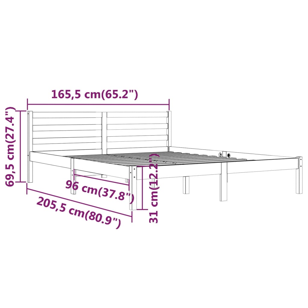 vidaXL tömör fenyőfa ágykeret 160 x 200 cm