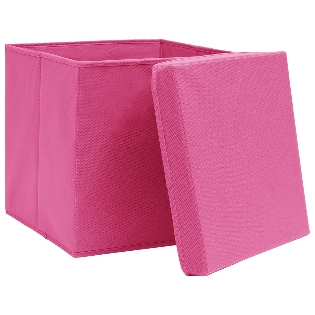 vidaXL 10 db rózsaszín fedeles tárolódoboz 28 x 28 x 28 cm