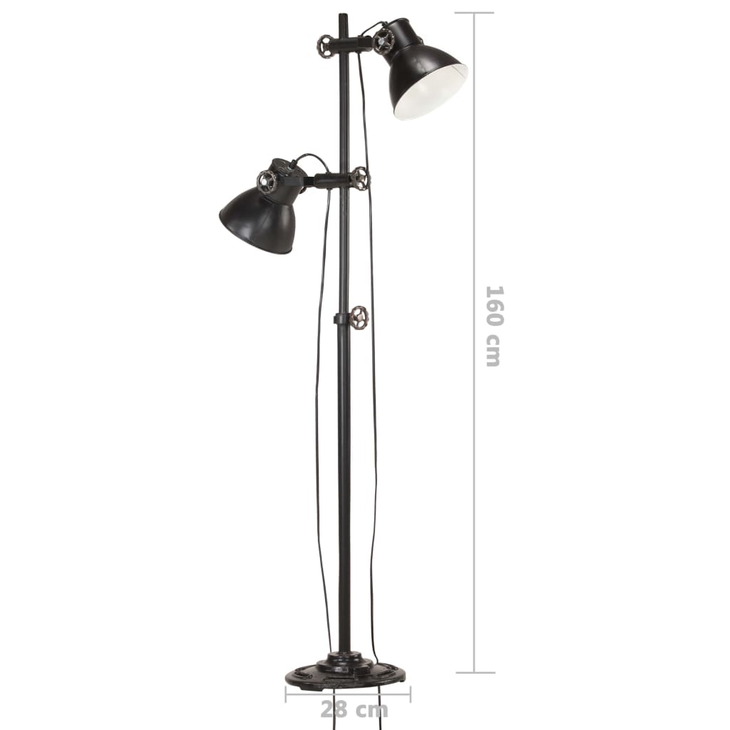 vidaXL öntött vas állólámpa 2 db fekete lámpaernyővel E27