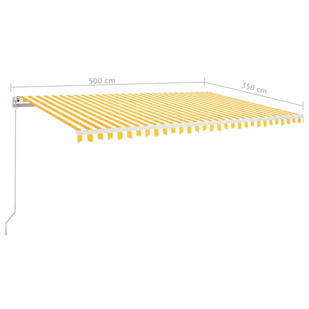vidaXL sárga és fehér kézzel kihúzható napellenző 500 x 350 cm