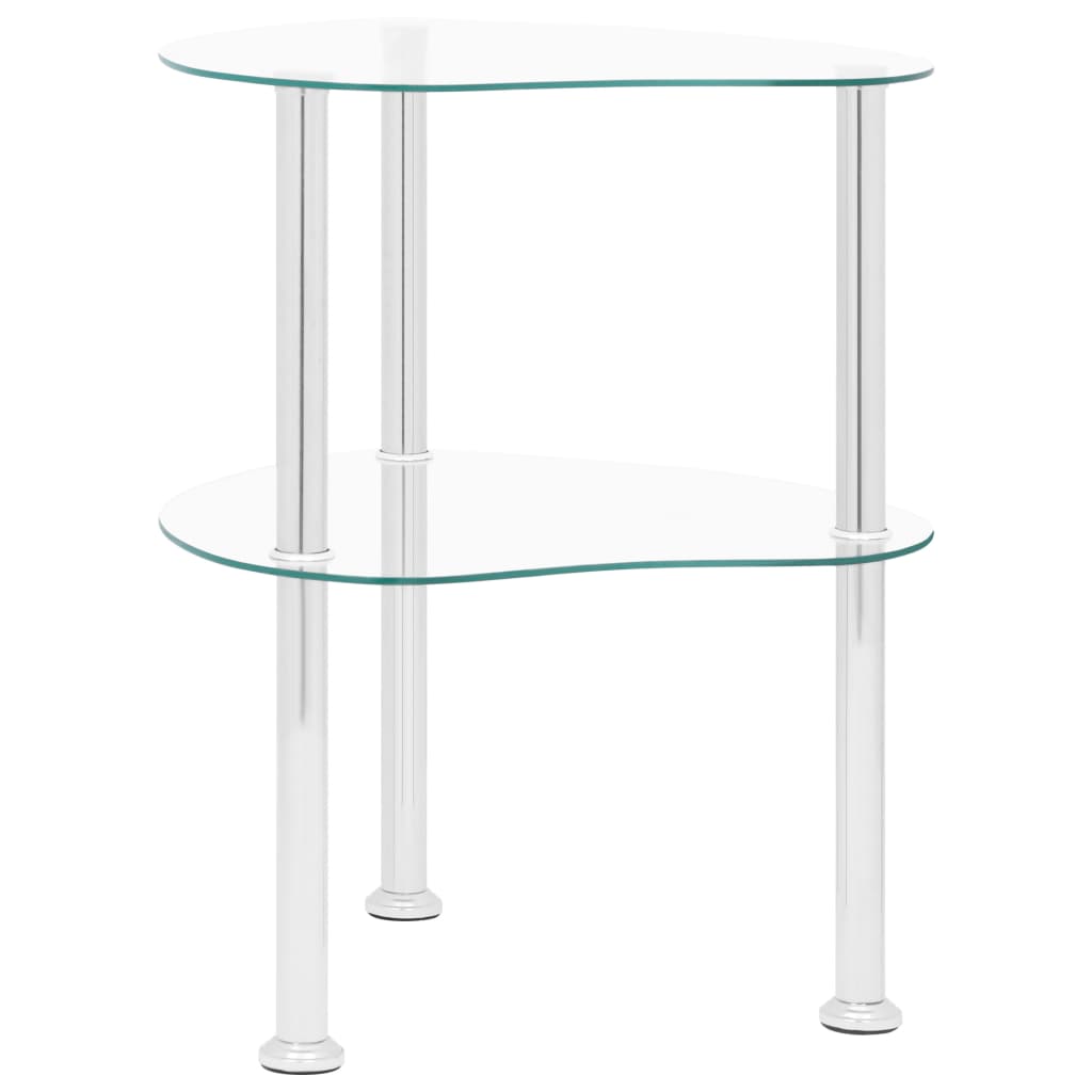vidaXL 2 szintes átlátszó edzett üveg kisasztal 38 x 38 x 50 cm
