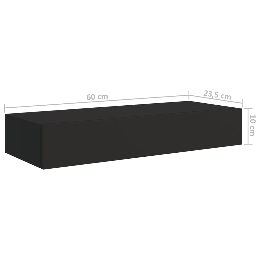 vidaXL 2 db fekete MDF falra szerelhető fiókos polc 60 x 23,5 x 10 cm