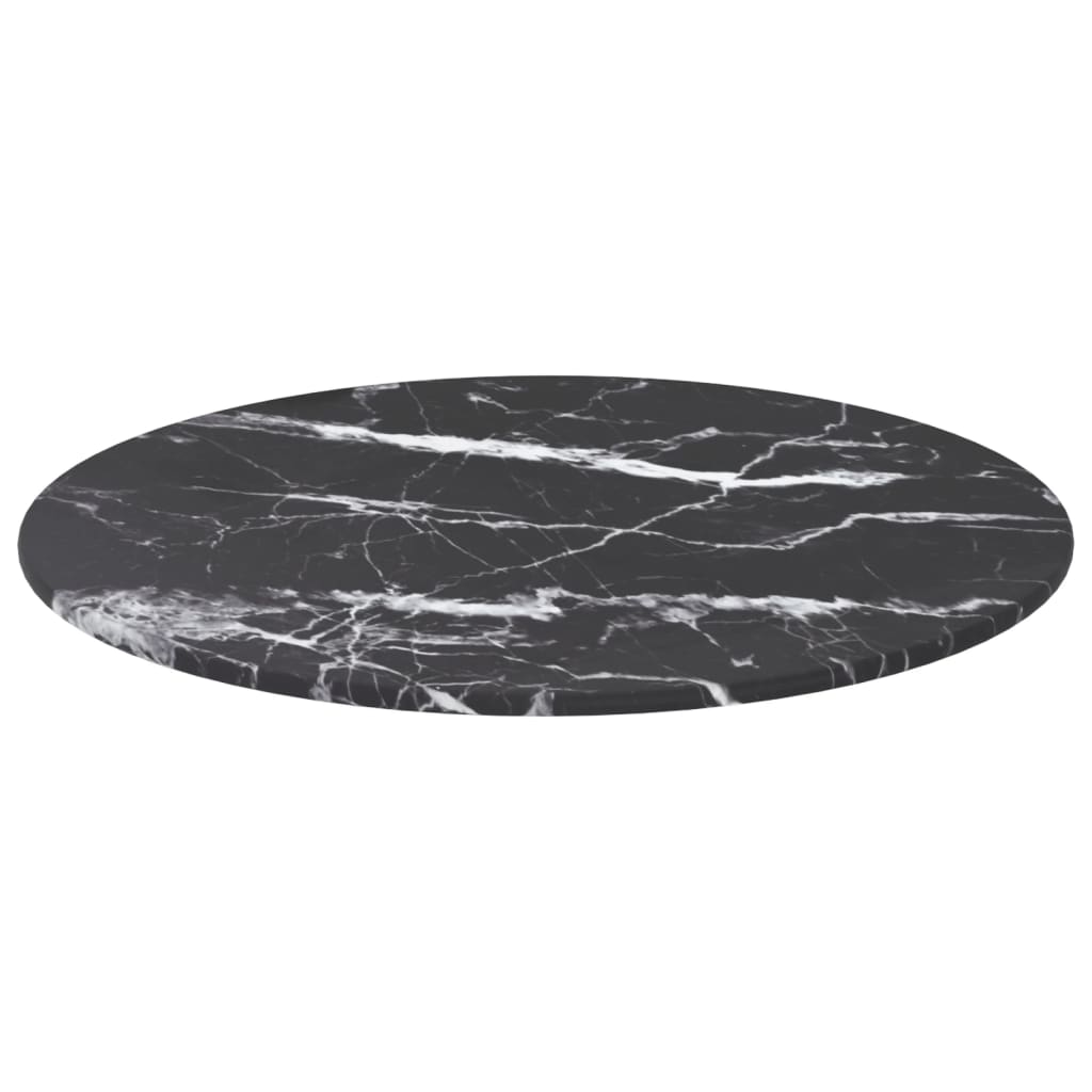 vidaXL fekete edzett üveg asztallap márványdizájnnal Ø40 x 0,8 cm