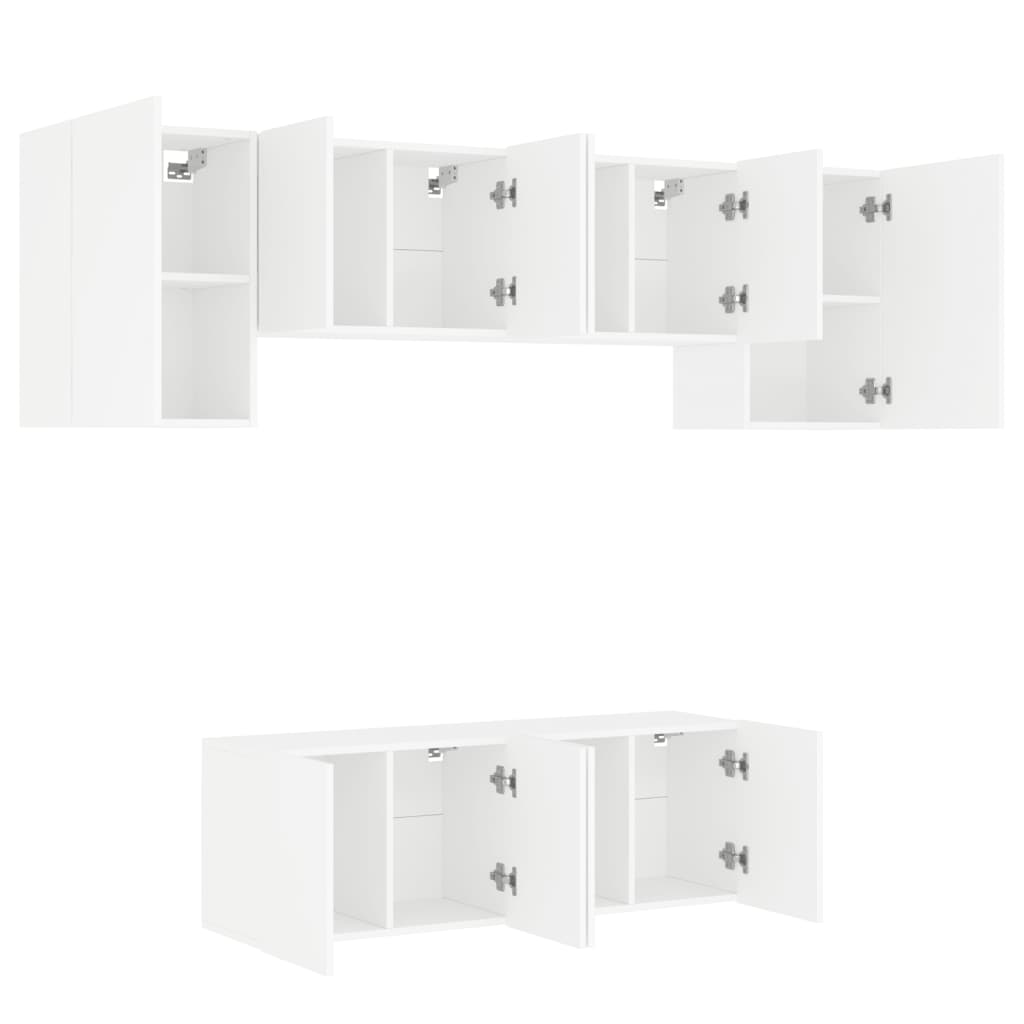 vidaXL 6 darab fehér szerelt fa falra szerelhető TV-bútor