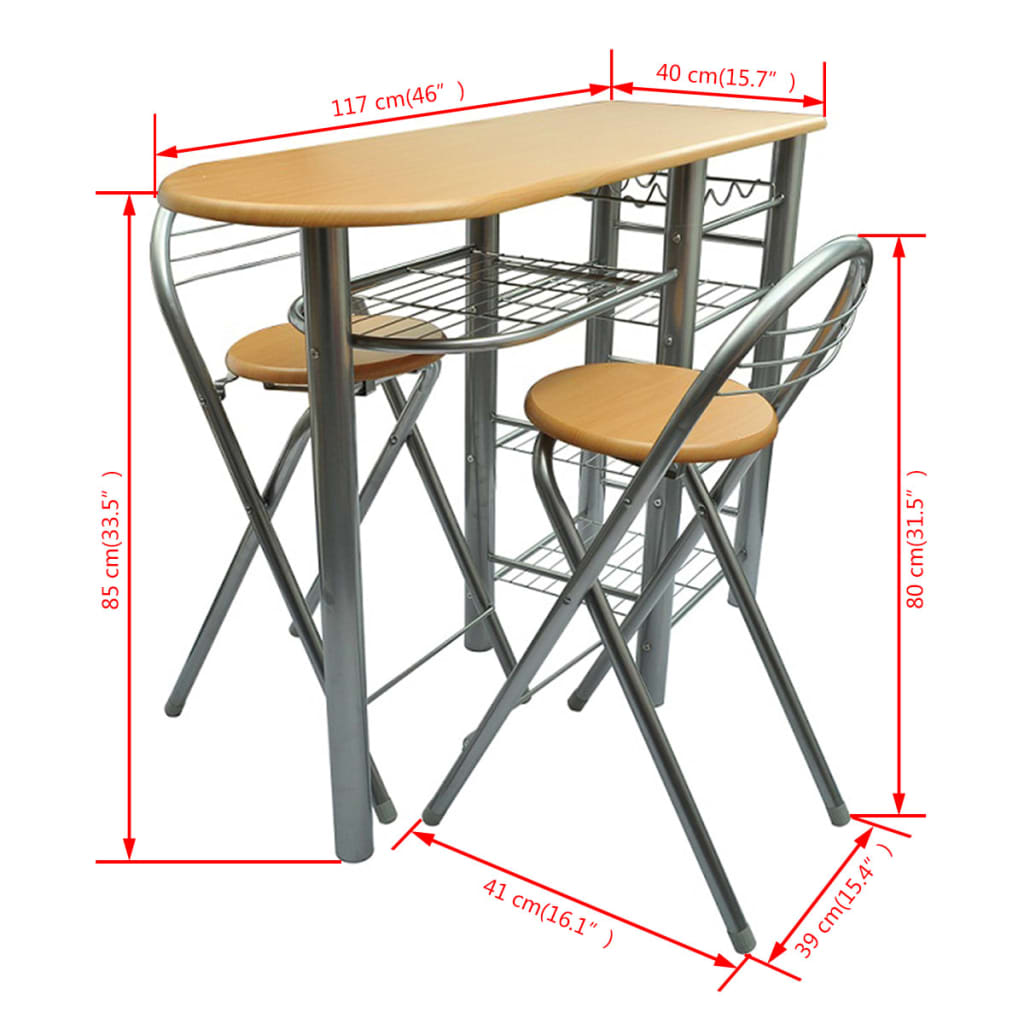 Fa konyhai/étkező/bárasztal és szék szett