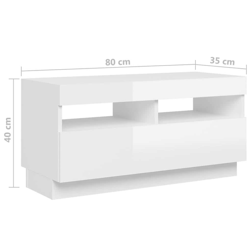 vidaXL magasfényű fehér TV-szekrény LED-lámpákkal 180 x 35 x 40 cm