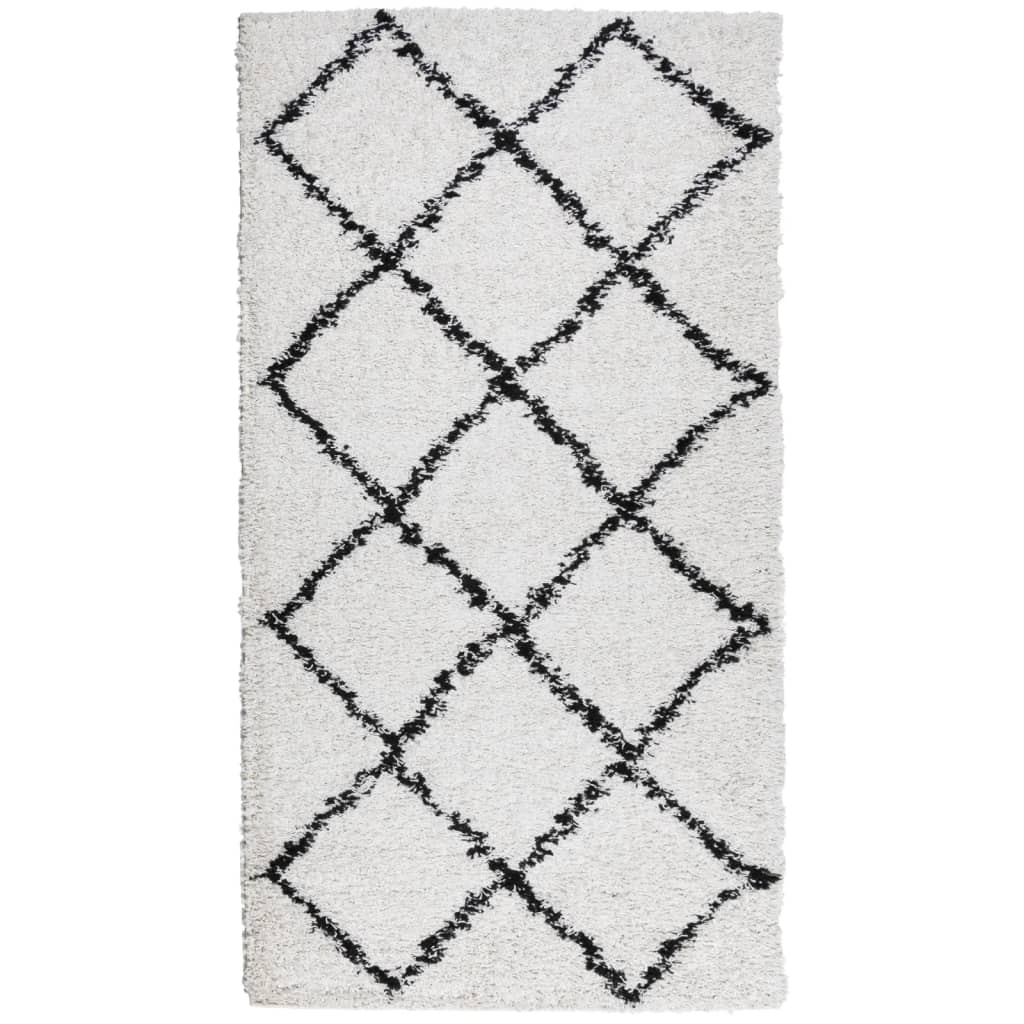 vidaXL krém és fekete hosszú szálú bozontos modern szőnyeg 60x110 cm