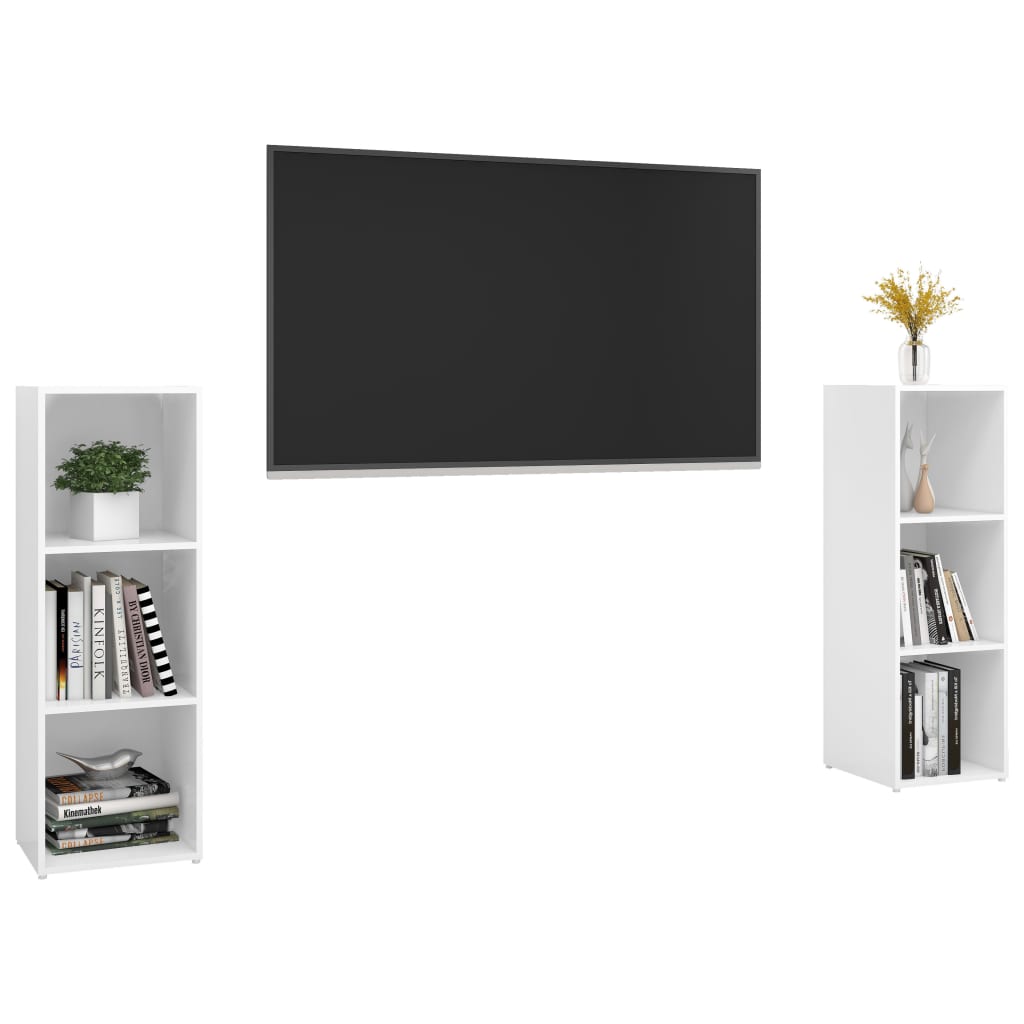 vidaXL 2 db magasfényű fehér forgácslap TV-szekrény 107 x 35 x 37 cm