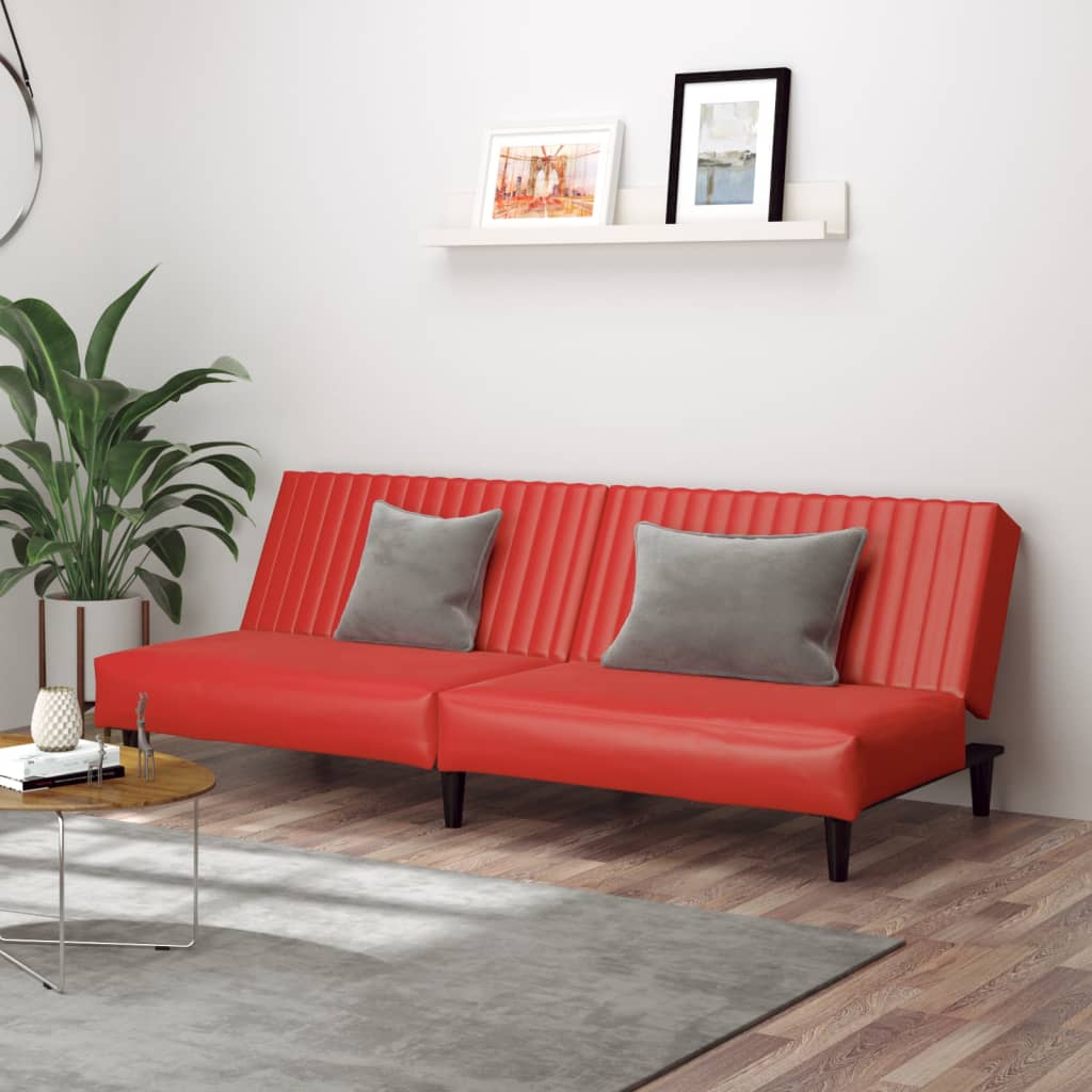 vidaXL kétszemélyes piros műbőr kanapéágy