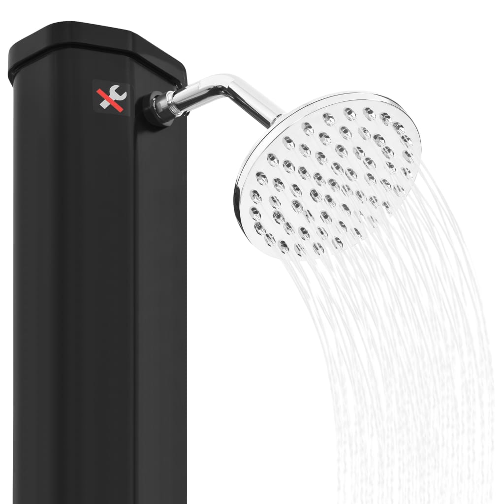 vidaXL fekete kültéri szolárzuhany zuhanyfejjel és csappal 35 L