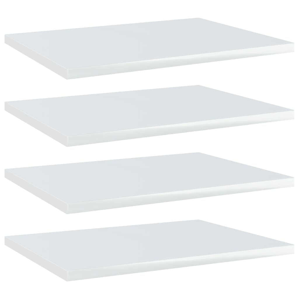 vidaXL 4 db magasfényű fehér forgácslap könyvespolc 40 x 30 x 1,5 cm
