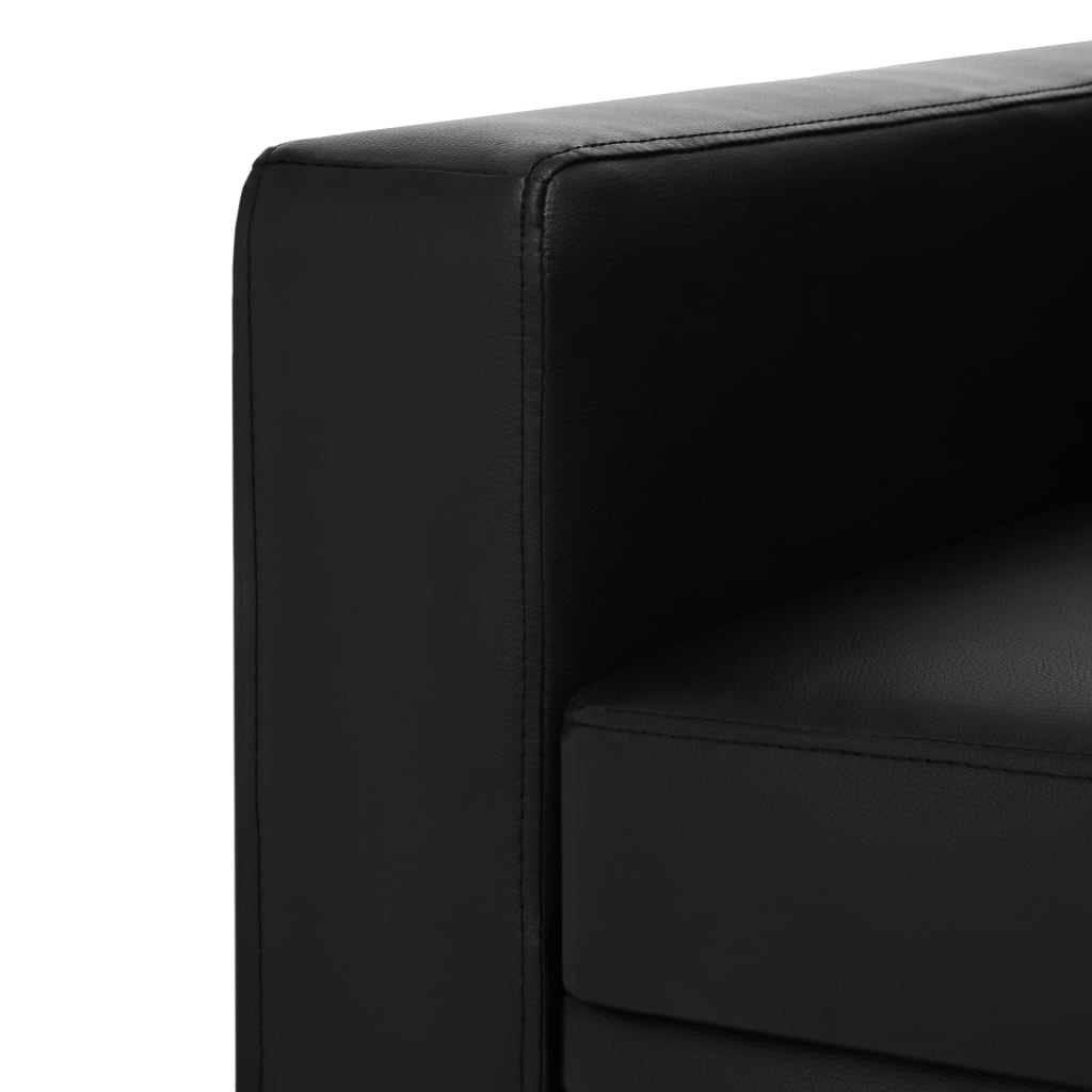 vidaXL háromszemélyes fekete műbőr kanapé