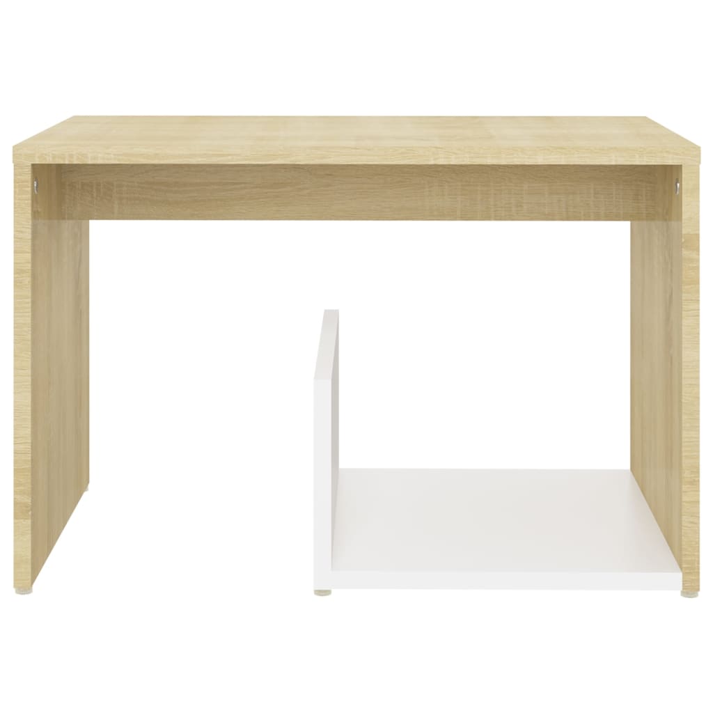 vidaXL fehér és sonoma-tölgy színű forgácslap kisasztal 59x36x38 cm