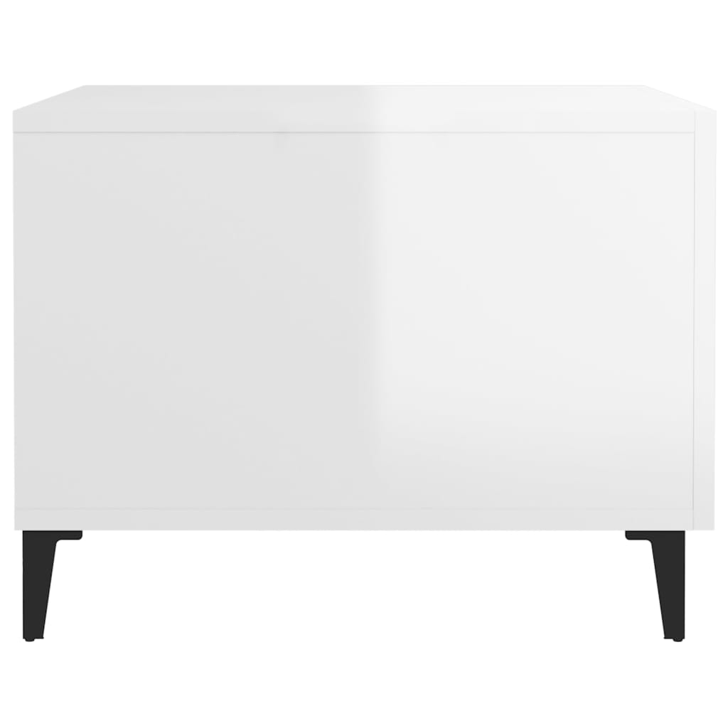 vidaXL 2 db magasfényű fehér dohányzóasztal fémlábakkal 50x50x40 cm