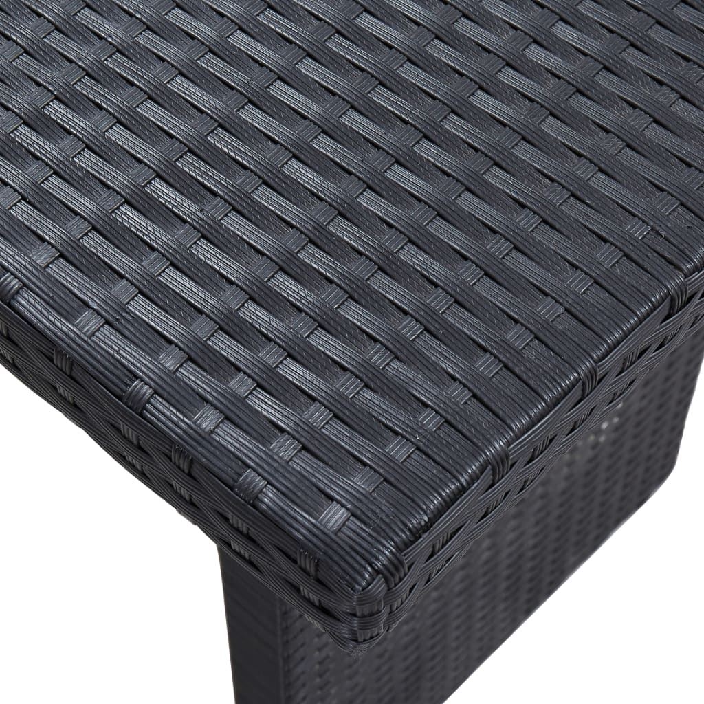 vidaXL 3 részes fekete polyrattan kerti bútorszett párnákkal