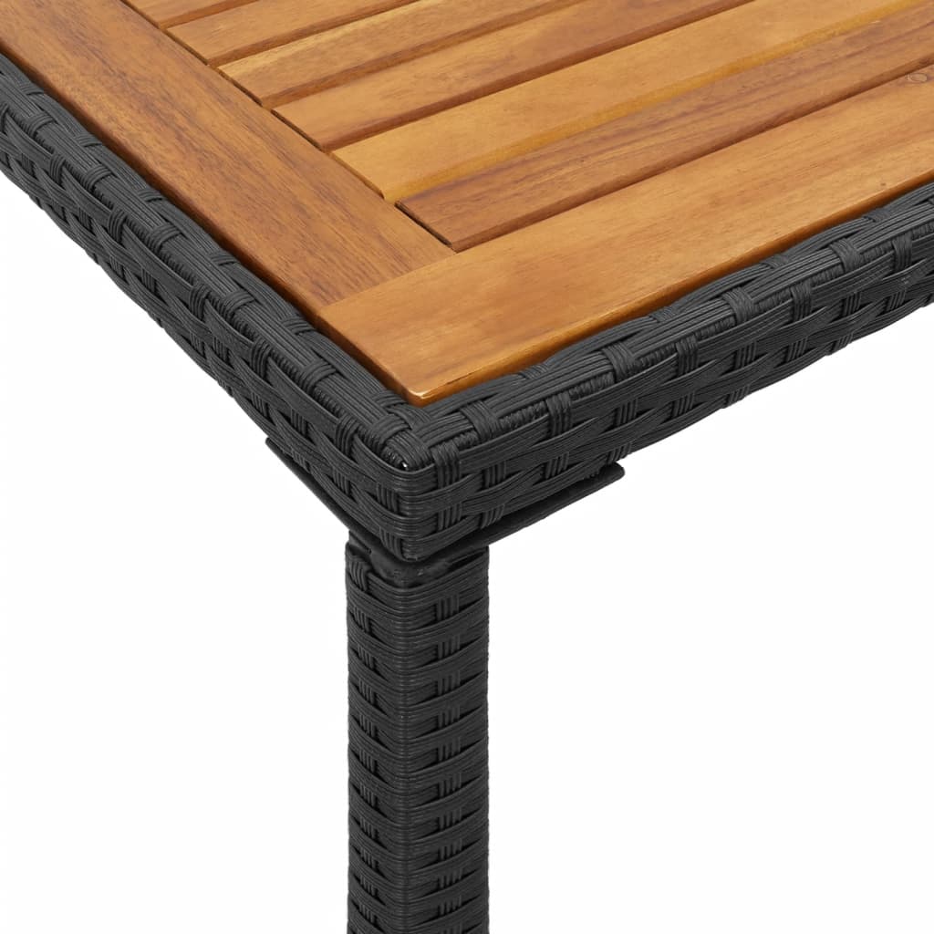 vidaXL fekete polyrattan akácfa lapos kerti asztal 115x54x74 cm
