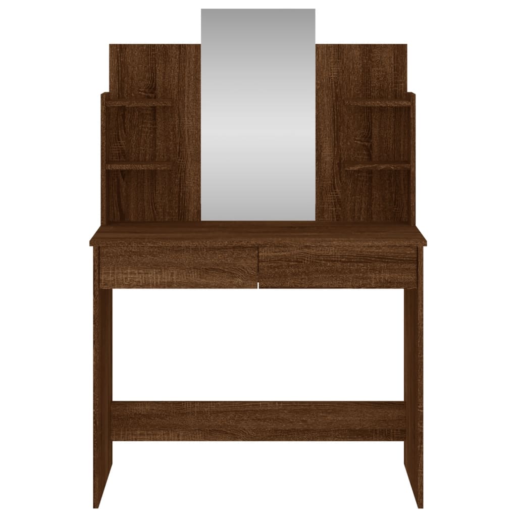 vidaXL barna tölgy színű fésülködőasztal tükörrel 96x39x142 cm