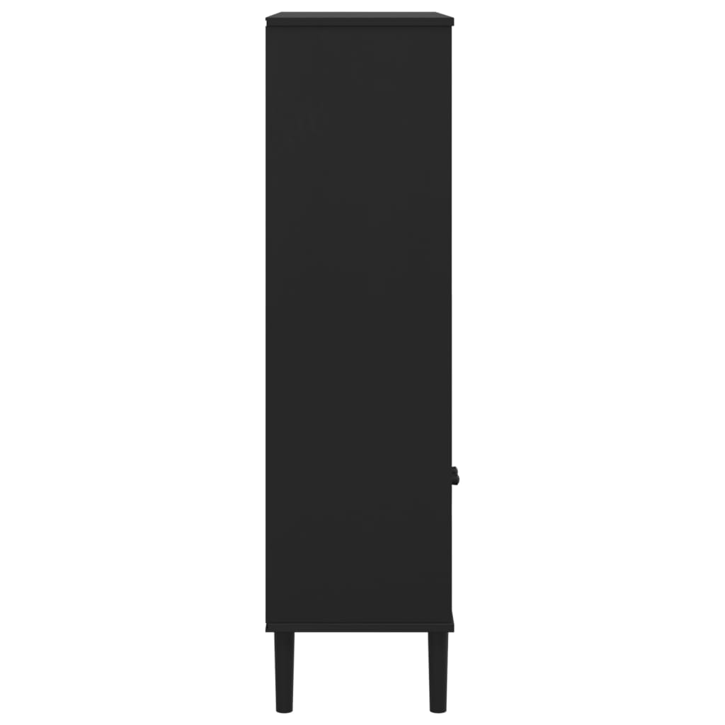 vidaXL SENJA fekete rattanhatású tömör fenyő könyvszekrény 90x35x130cm